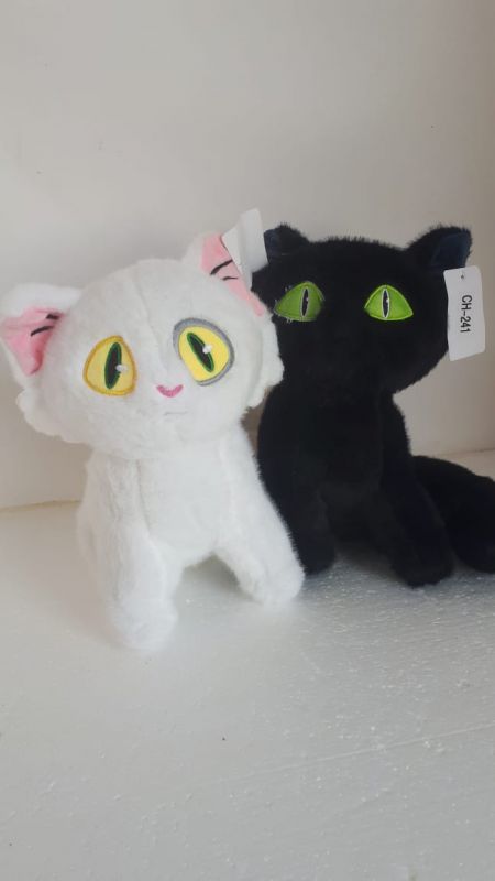 МЯГКАЯ ИГРУШКА КОТ ДЖУЗАМ ПУШИСТИК СИДИТ ЧЕРН/БЕЛ