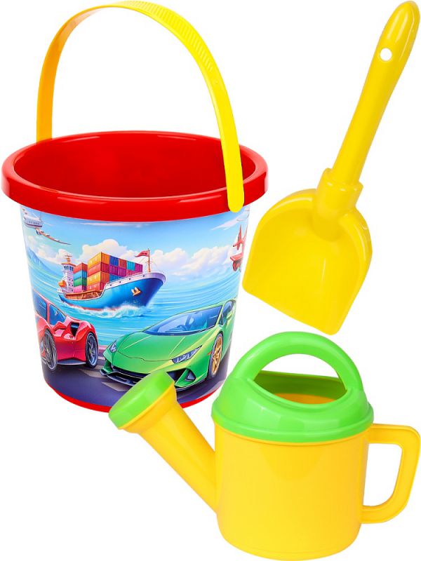 НАБ-4802 НАБОР №119 (ВЕДРО №8 (0.85л.) ТРАНСПОРТ+ лейка+ лопатка 22 см)