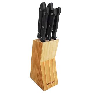 BE-2267 Набор ножей на деревянной подставке 6 предметов,черная ручка WEBBER