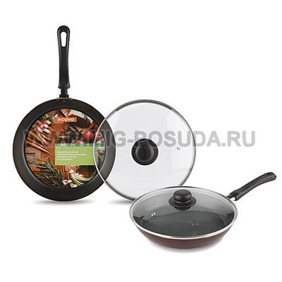 СЭ-028 Сковорода d240мм стекл.крышка "ScovO Expert"