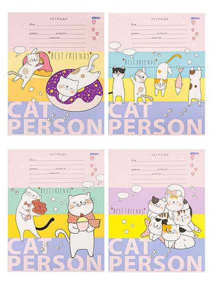 12-4332 Тетрадь КЛЕТКА 12 л. КОШАЧЬИ РАДОСТИ