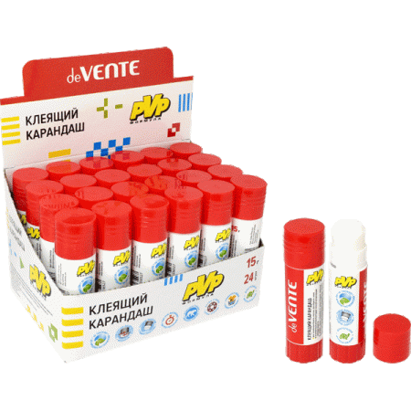 4042036 Клей карандаш, deVENTE, PVP основа, 15 гр, прозрачный, быстросохнущий