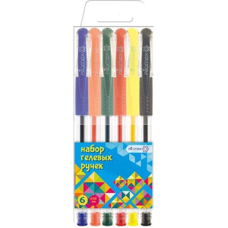5051646 Набор гелевых ручек, Attomex, 6 цветов, ассорти цветов, 0,5мм, пишущий узел пулевидный