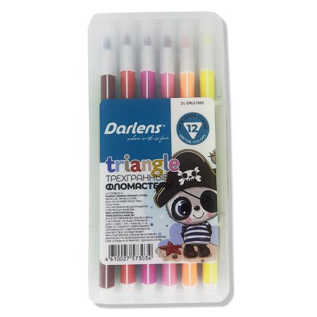 DL-DRL07889 Фломастеры, 12 цветов, Darlens «Triangle», трехгранный корпус