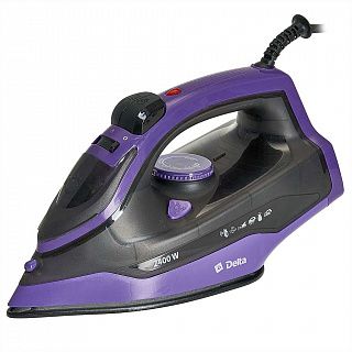 Утюг DELTA DL-353 черный с фиолетовым: 2400 Вт, КЕРАМИКА, АНТИНАКИПЬ, САМООЧИСТКА