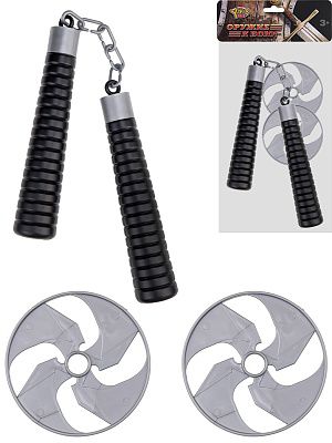 0425M Набор "Оружие к бою. Ниндзя" (3 предм.:нунчаки 18см,2 сюрикена 10см)  в пакете