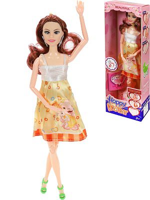 2164611 Беременная кукла (29см), в наборе с пупсом, микс, в коробке