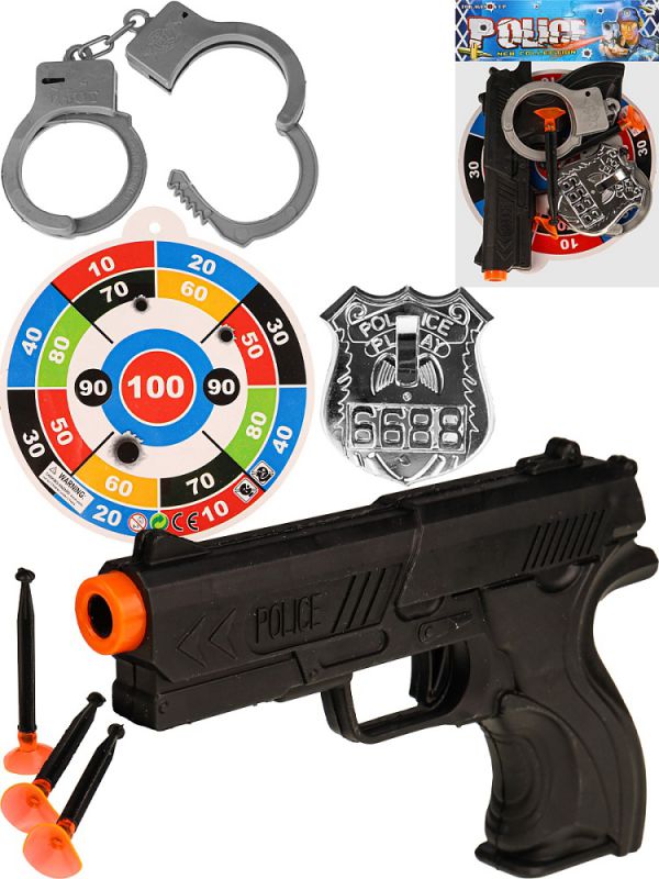 1925039 Набор полицейского (7 пр.)"Меткий стрелок 2"(пистолет,мишень,наруч.,значок,пули)в пак.