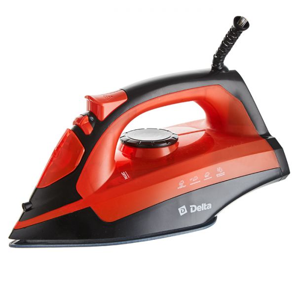 Утюг DELTA DL-755 черный с оранжевым: 2200 Вт, КЕРАМИКА, САМООЧИСТКА
