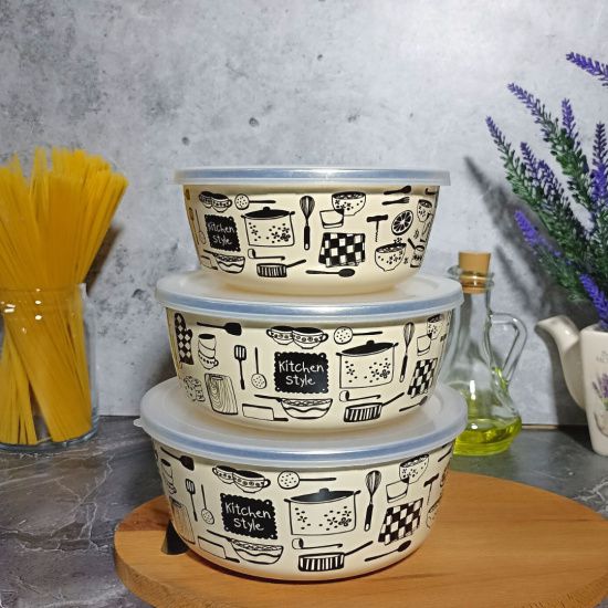 1DM47PL Набор №47(миски 0,8л+1,2л+1,8л пласт.крышк.)под.уп.