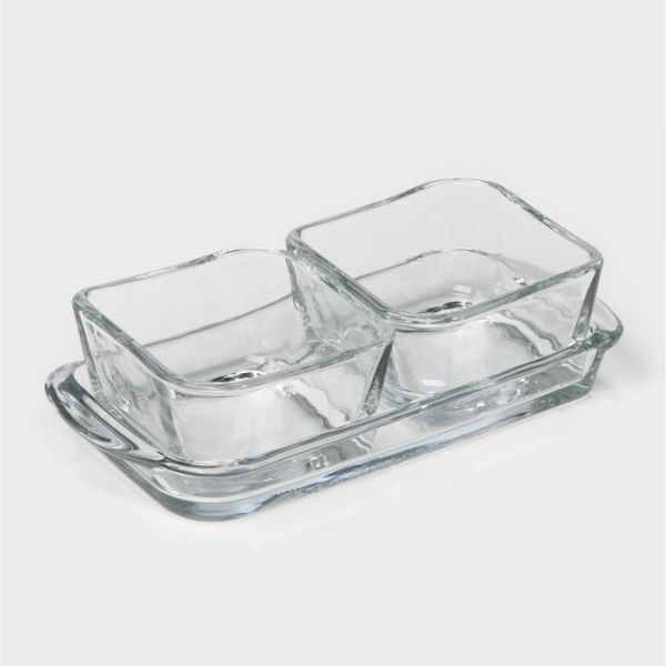 1279/PD1279GCL Менажница составная BAROQUE 2+1 (2*70мл.+ 1* 140мл.) 15*7,5см