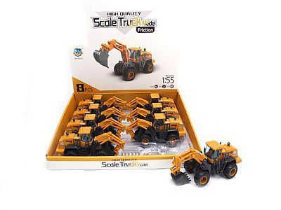 1989843 Машинка "Экскаватор колесный" инерционная (22,3 см), (8шт. в шоубоксе)