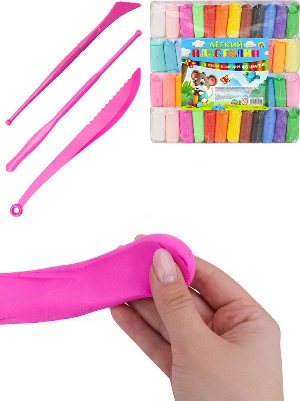 НД-3269 Масса для лепки. Лёгкий пластилин, 48 цв, 3 стека