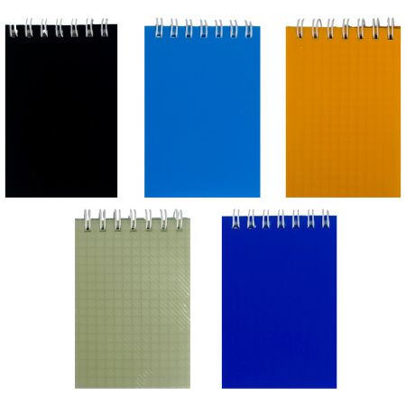 8949461894923 Блокнот, А7, 80л, клетка, пластик, спираль, ассорти