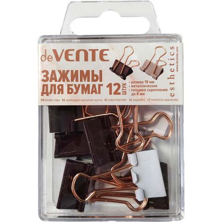 4131505 Зажим для бумаг, deVENTE «Esthetics», 19 мм, ассорти цветов, 12 шт,