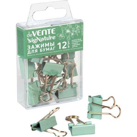 4131504 Зажим для бумаг, deVENTE «sigNATURE», 19 мм, оливковый, 12 шт,