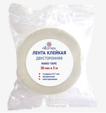 4163410 Клейкая лента двусторонняя, Attomex, 700 мкм, 30ммх3 м, прозрачный, многоразовая