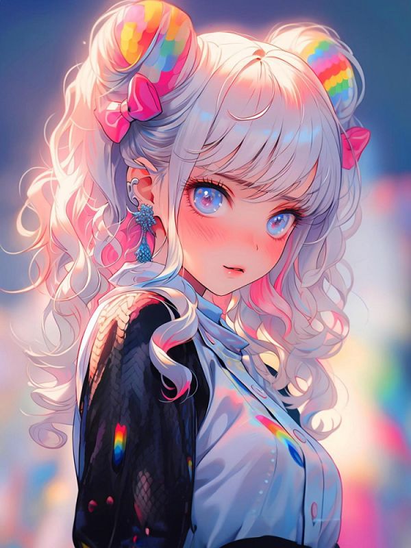 НД-6307 Алмаз мозаика (класс.) 30х40 см, без подр., с полн. заполн.(30цв) Белые кудряшки