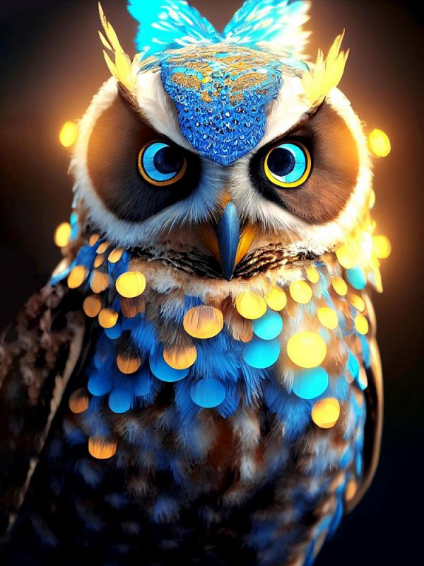 НД-6371 Алмаз мозаика (класс.) 30х40 см, без подр., с полн. заполн.(30цв) Прекрасная сова