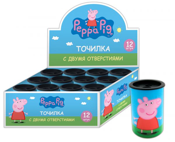 34040 Точилка 2 отв. с контейн. Свинка Пеппа тм «Peppa Pig»