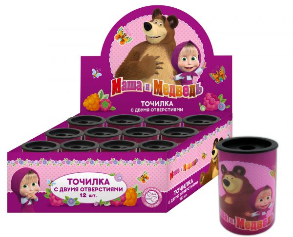 34179 Точилка 2 отв. с контейн. тм Маша и Медведь
