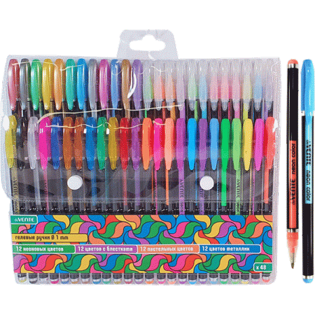 5051015 Набор гелевых ручек, deVENTE «NEON BLACK», 48 цветов, ассорти неоновых цветов,