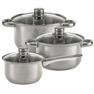 BE-631/6 Набор посуды из нерж.стали 6 пр.с КОВШОМ 1,9л,2,6л,3,5л со стек.крышками"Classic WEBBER