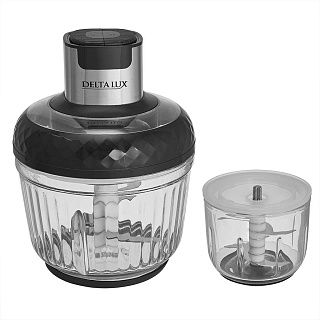 Измельчитель DELTA LUX DE-7403 : 2 ЧАШИ СТЕКЛО 2,5/0,3л, 850Вт,ДВОЙНОЙ НОЖЕВОЙ БЛОК