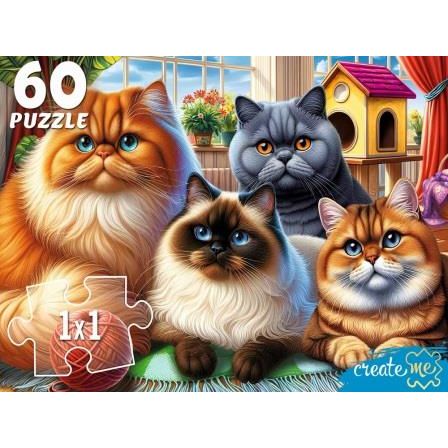 УК60-0224 ПАЗЛЫ 60 элементов. СЕЛФИ КРАСИВЫХ КОТОВ