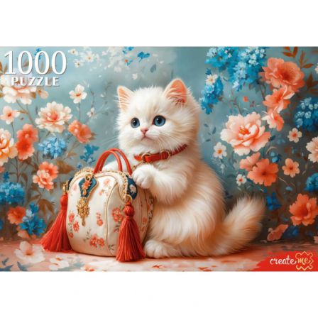 Ф1000-8729 ПАЗЛЫ 1000 элементов. КОШКА С СУМОЧКОЙ