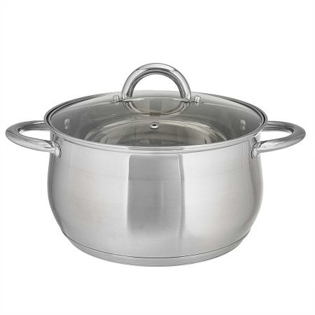 BE-355/2 Кастрюля WEBBER из нерж стали со стеклянной крышкой (d=24; 6,5 л)