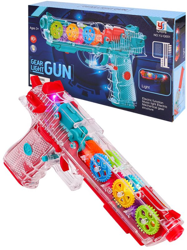 2051912 Пистолет с шестеренками (свет,бат.3шт.АА не в компл.,в коробке)