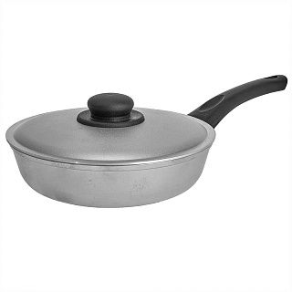 223 Сковорода алюминиевая  с бакелитовой ручкой с крышкой, ТМ Гардарика 220мм