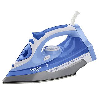Утюг DELTA LUX DL-712 белый с синим , Антикапля, Антинакипь , 350мл  2400 Вт