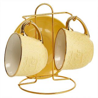 Ф11-008К/4 Чайный набор 4 пр. на мет подставке  желтый