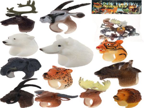 AN03032 Кольцо детское "ЖИВОТНЫЕ" (микс, 12 шт., в пакете)