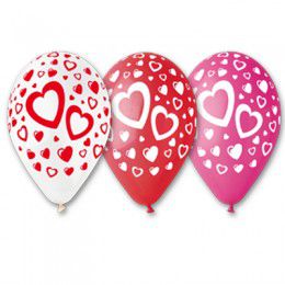1103-1261 ШАР ВОЗДУШНЫЙ ШЕЛКОГРАФИЯ 12" ПАСТЕЛЬ СЕРДЦА 25шт