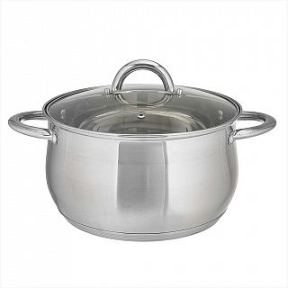 BE-353/2 Кастрюля WEBBER  из нерж стали со стеклянной крышкой (d=20; 4.0 л)