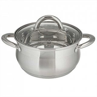 BE-354/2 Кастрюля WEBBER  из нерж стали со стеклянной крышкой (d=22; 5.0 л)