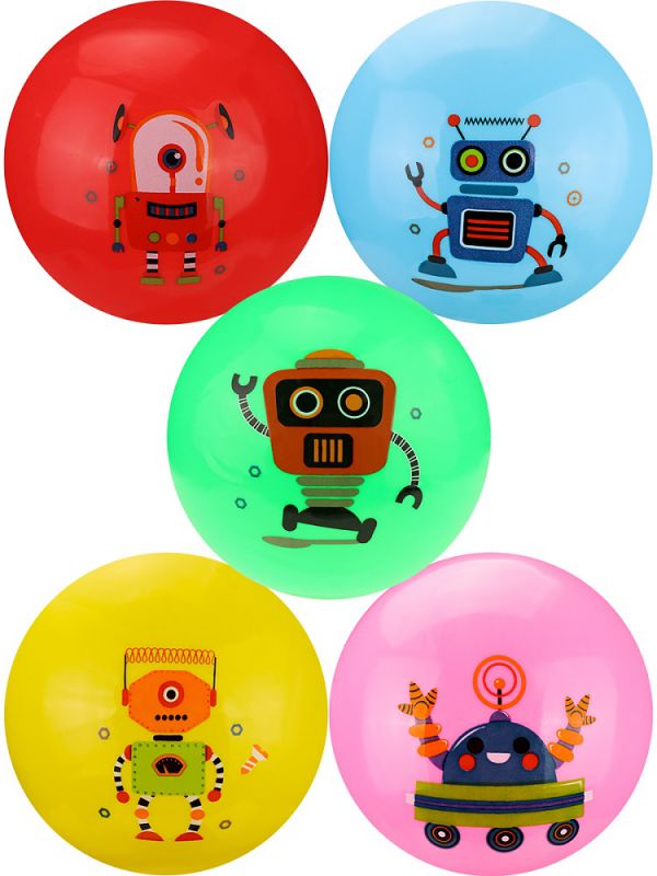 GQ527-12 Надувной мяч  "Роботы"(22 см,цвет микс,пакет) кратно 10