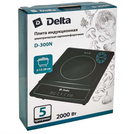 D-300N Индукционная плита "DELTA" 2000Вт,  одноконфорочная 5 программ, керамика