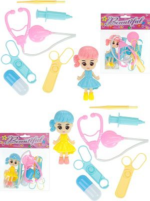 12558003Y Игровой набор "Юный доктор"(6 дет.,мини куколка , цвет микс, в пакете)