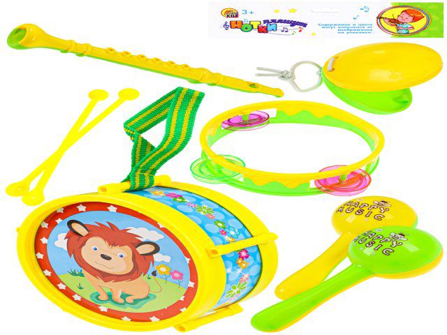 ИМ-1980 Набор музыкальных инструментов "Барабан с инструментами" 14 см