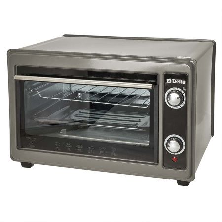 Эл. духовка DELTA с термостатом D-0122 СЕРАЯ 1300 Вт,37л,2 нагреват.элемента,1 противень, решетка.