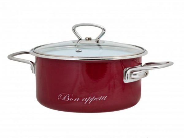 8SD205S/225 BON APPETIT Вишня  Кастрюля цил глубокая 4л ст/кр