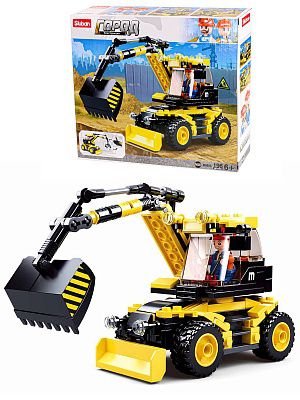 38M-B0805 Конструктор пластик.SLUBAN.Город.Экскаватор (196 дет.,1 фигура,в коробке)