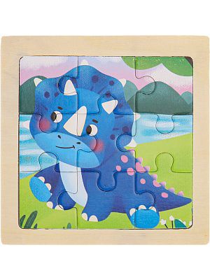АКЦИЯ ИД-0116 Деревянная пазл-рамка (11х11х0,4 см) "Динозаврик" (9 элементов)