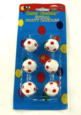 D23013 Набор свечей для торта, Кристалл-Канц «ФУТБОЛ», 6 шт, белый