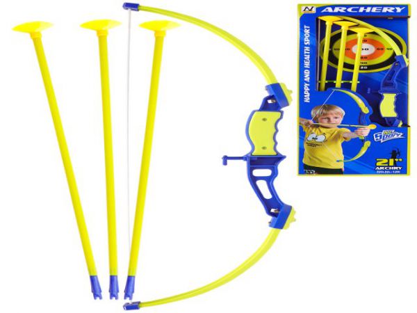 15553070Y Лук (19х3.5х54.5 см) (стрелы на присосках 3шт.,мишень,в коробке)