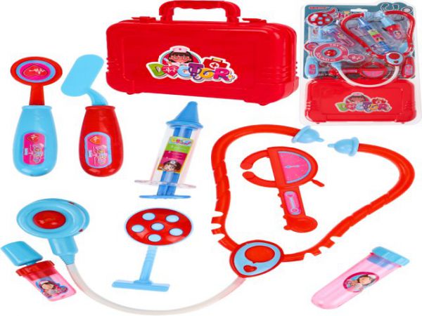 2303781 Игровой набор доктора "Доктор с чемоданом" красн.(40,5х21,5х5см)(10 предм.,в блистере)